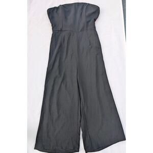 Princess Polly Women's The Kit Jumpsuit Black Sz US 12 Cropped Leg Strapless